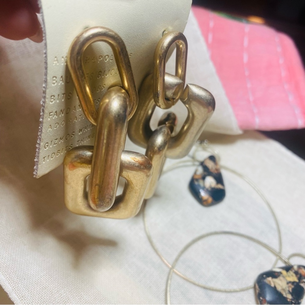 Anthropologie Chunky Gold Link Earrings and Hoops - Picture 9 of 11